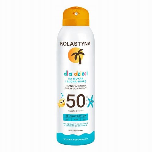SPRAY OCHRONNY DLA DZIECI KOLASTYNA SPF 50 NA SUCHĄ I MOKRĄ SKÓRĘ 150ML na Arena.pl