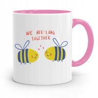 Kubek Różowy Na Walentynki We Bee-Long Together Z Nadrukiem Ze Zdjęciem