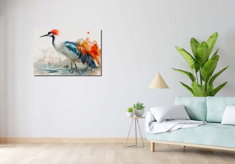 Obraz 90x60cm Żuraw w Akwareli zdjęcie 2