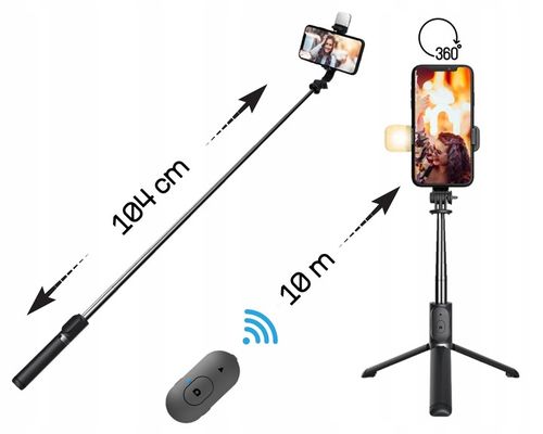 STATYW DO TELEFONU SELFIE STICK TRIPOD UCHWYT 3W1 Kijek + PILOT Bluetooth na Arena.pl