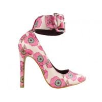 Różowe szpilki damskie z paskiem w kostce buty 36