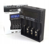 Ładowarka REDOX CLARA do baterii Paluszki AAA AA AAAA Li-ion Ni-MH Ni-Cd