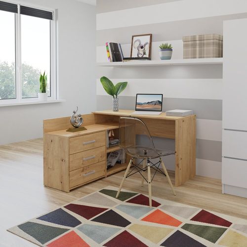 BIURKO NAROŻNE + KOMODA DANY DĄB ARTISAN na Arena.pl