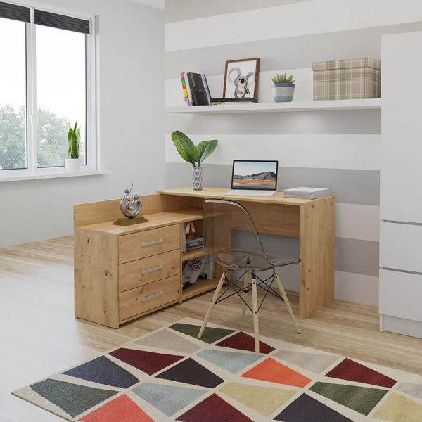 BIURKO NAROŻNE + KOMODA DANY DĄB ARTISAN zdjęcie 5