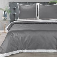 Pościel satynowa z kantą LAURA 160X200 70X80X2 stalowa