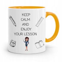 Kubek Złoty Prezent Dzień Nauczyciela Keep Calm Z Nadrukiem Ze Zdjęciem