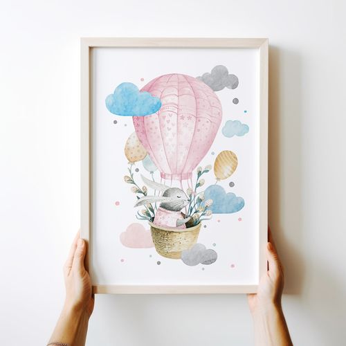Plakat dla dziecka balon zajączek 21x29,7 cm A4 na Arena.pl