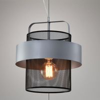 Wisząca lampa industrialna FIBA 31-78506 ażurowa tuba loft czarna srebrna