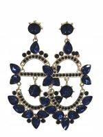 Duże kolczyki kryształki granatowe orientalne 8,5cm