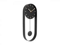 ZEGAR ŚCIENNY Z WAHADŁEM METALOWY 50 X 20 X 4,8 CM CZARNY BATERYJNY