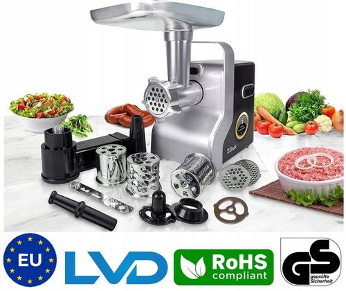 MASZYNKA DO MIELENIA MIĘSA METAL PREMIUM 3 SITA + SZARPAK MOC 2100W na Arena.pl