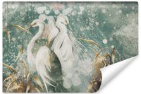 Fototapeta Do Sypialni PTAKI Czaple Beton Liście Abstrakcja 450cm x 300cm