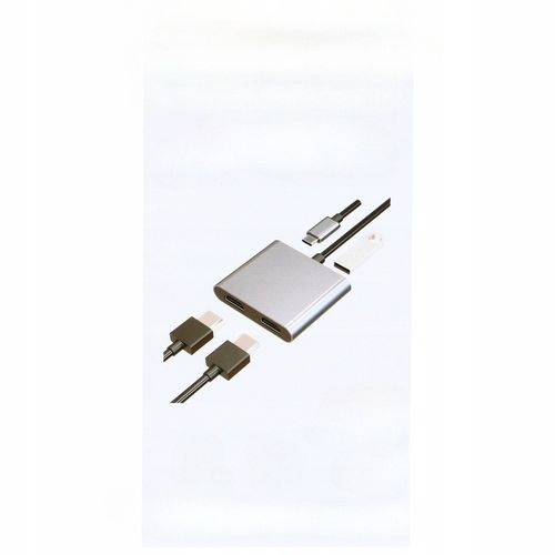 ADAPTER HUB USB C HDMI USB PD PRZEJŚCIÓWKA ROZDZIELA 1 ZŁĄCZE -> 2 MONITORY na Arena.pl