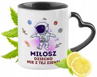 Kubek Czarny Z Uszkiem W Kształcie Serca Dla Miłosza Idealny Na Prezent