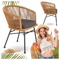 Krzesło Rattanowe do Salonu Boho Ogrodowe Tarasowe Metalowe Szare K400