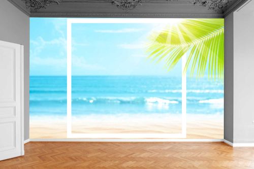 Fototapeta WIDOK ZIELONY LIŚĆ PALMY 370x250 na Arena.pl