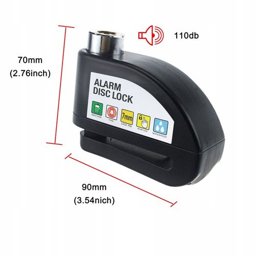 Blokada Tarczy Hamulcowej z Alarmem Do Motocykli i Rowerów Wodoodporna na Arena.pl