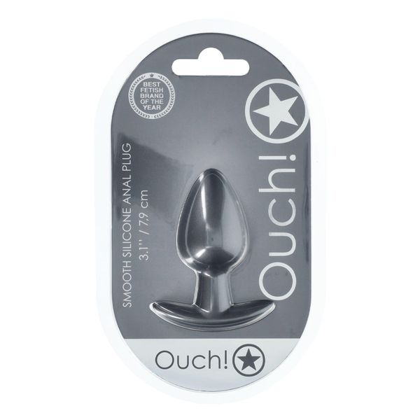 Smooth Silicone Anal Plug - Medium - 3.1 / 7,9 Cm - Gunmetal zdjęcie 2