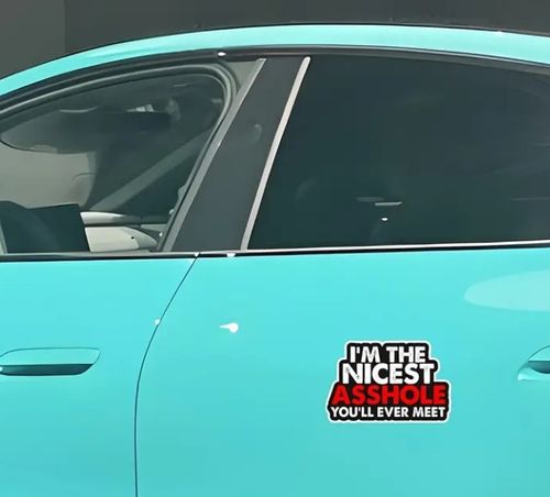 Naklejka Jestem najmilszym Dupkiem na Twojej Drodze JOKE PRUNK WLEPKA AUTO na Arena.pl