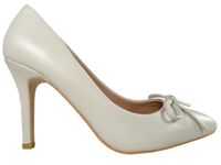 Szpilki czółenka beżowe jasne z kokardą 39