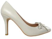 Szpilki czółenka beżowe jasne z kokardą 36