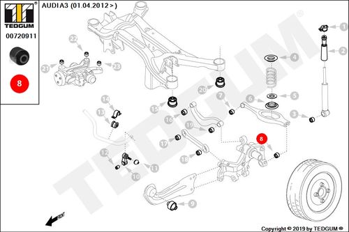 AUDI A3 TULEJA DRĄŻKA TYLNEGO 12- na Arena.pl