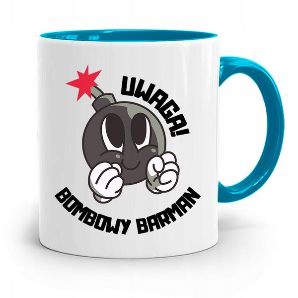 Kubek Błękitny Dla Barmana Bombowy Barman Prezent Z Nadrukiem Ze Zdjęciem zdjęcie 1