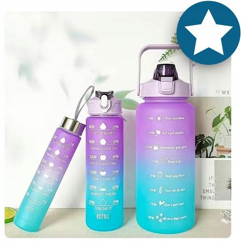 BIDON BUTELKA na WODĘ MOTYWACYJNA Zestaw 3 SZT. SHAKER FITNES 2L 0,7L 0,3L na Arena.pl