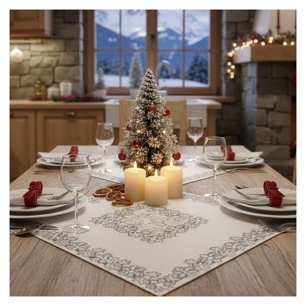 Serweta Biały Mikołaj 85x85 DomoweTekstylia | WN200M B85 | Boże Narodzenie zdjęcie 5