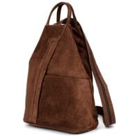 VERA PELLE plecak damski zamszowy trójkątny z suwakiem V010 c.brązowy