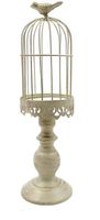 Dekoracyjny świecznik klatka dla ptaków, zabytkowy weselny biały 38 cm