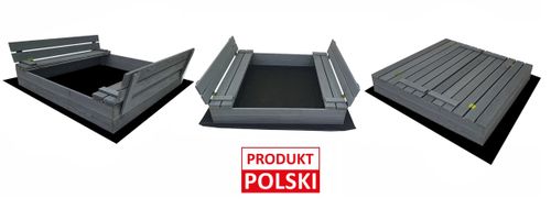 Duża Piaskownica Impregnowana Zamykana Drewniana 120cm SZARA na Arena.pl
