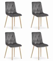 Krzesło ciemnoszare tapicerowane LIBRA welur 4 szt. loft nowoczesne