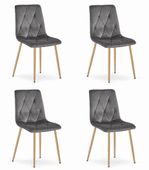 Krzesło ciemnoszare tapicerowane LIBRA welur 4 szt. loft nowoczesne