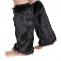 GETRY STUPTUTY OCIEPLACZE NAGOLENNIKI DAMSKIE czarne sztuczne futro