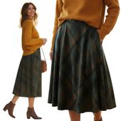 Spódnica elegancka damska midi w kratę z paskiem i gumką w pasie Z755