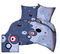 Pościel z kory 160x200 wzór okręgi na błękicie