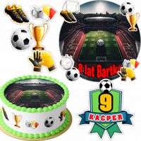 ZESTAW OPŁATEK NA TORT 20CM + 16 POSTACI- PIŁKA NOŻNA SPORT +IMIĘ 15CM 18CM