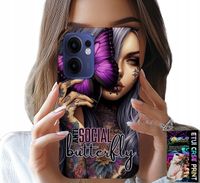 ETUI DO OPPO FIND X5 LITE - ANTI SOCIAL BUTTERFLY RÓŻOWY MOTYL + SZKŁO