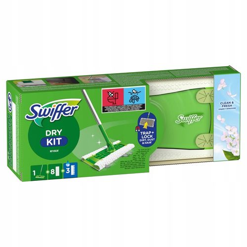 Swiffer Dry+Wet Kit Zestaw: mop, 8 suchych i 3 mokre chusteczki do kurzu na Arena.pl