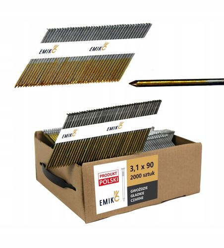 Gwoździe do gwoździarki łączone papierem 3,1x90mm 34° 2000szt Gładkie na Arena.pl
