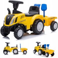 Jeździk SUN BABY Traktor z przyczepą New Holland Żółty