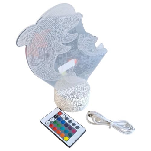 Lampka Nocna w Kształcie Delfina 3D LED Z Pilotem na Arena.pl