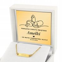 Złota Bransoletka 585 Pamiątka Chrztu dla Dziewczynki Grawer na Chrzest