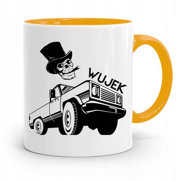 Kubek Żółty Upominek Prezent Na Imieniny Dla Wujka Z Nadrukiem Ze Zdjęciem zdjęcie 1