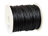 SZNUREK bawełniany woskowany 2mm czarny 50m