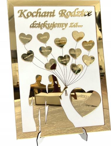 Podziękowania dla Rodziców Dziadków Chrzestnych obraz 3D ZŁOTY Para Młoda na Arena.pl