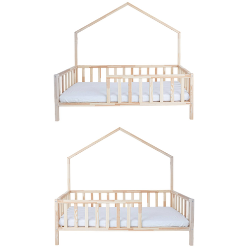 ŁÓŻKO DOMEK HANA 180x90 ŁÓŻKO DZIECIĘCE DREWNIANE BARIERKA + STELAŻ SOSNA na Arena.pl