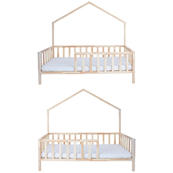 ŁÓŻKO DOMEK HANA 180x90 ŁÓŻKO DZIECIĘCE DREWNIANE BARIERKA + STELAŻ SOSNA