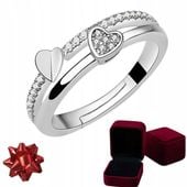 Pierścionek srebrny 925 Serce Cyrkonia Walentynki Pudełko